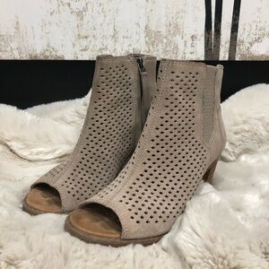 Toms Majorca Peep Toe Suede Booties